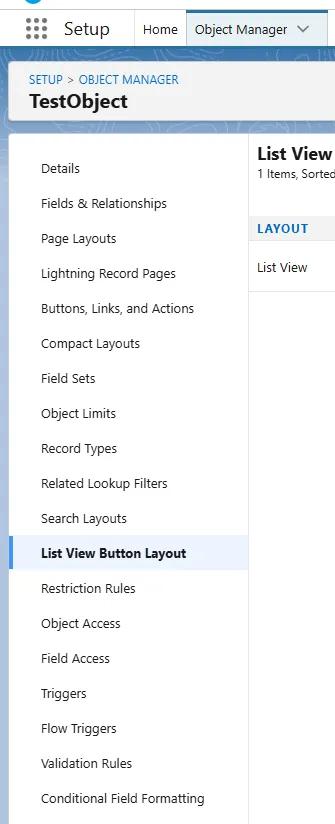List View Button Layout in Object Manager